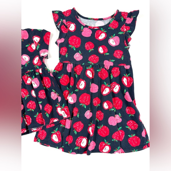 THE CHILDRENS PLACE Girls Lot Apple Print Dress & Tunic 3T School Cottagecore - Picture 2 of 11